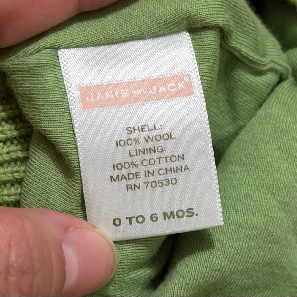 Janie and Jack 0-6 MONTHS Green Wool Knit Hat